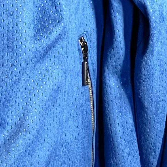 Halston -faux suede bomber style jacket with lining 20 Royal Blue quiet luxury - Picture 6 of 7